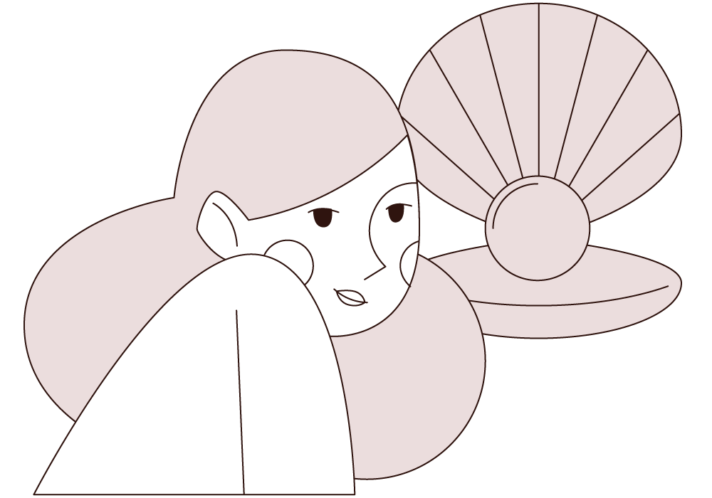 真珠貝と女性